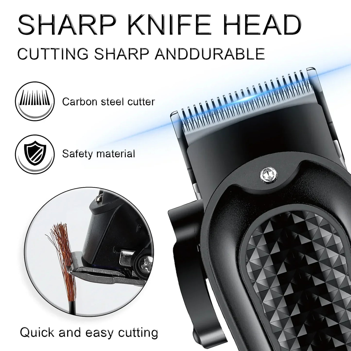 Electric Hair Clipper & Beard Trimmer USB Cordless Tool for Men Black-4