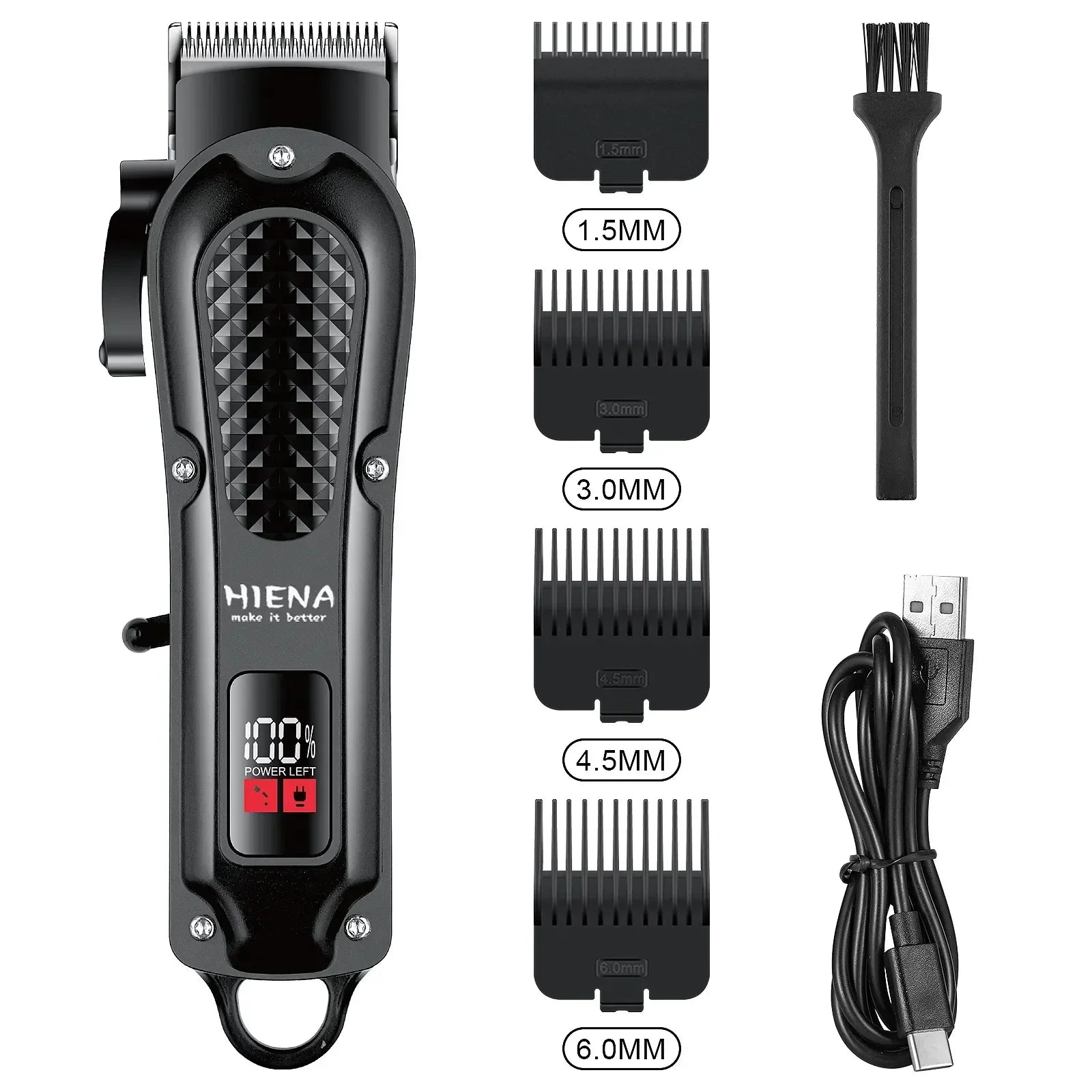 Electric Hair Clipper & Beard Trimmer USB Cordless Tool for Men Black-1
